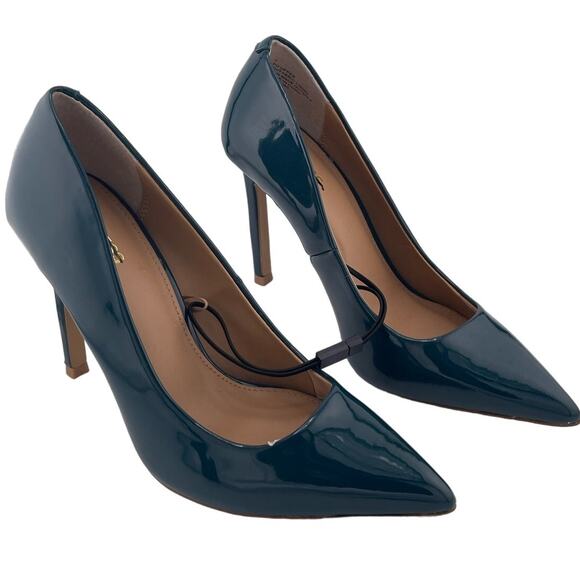 NWOB Express Dark Teal Pointed Toe Heel Pump Size 7M - Picture 2 of 6